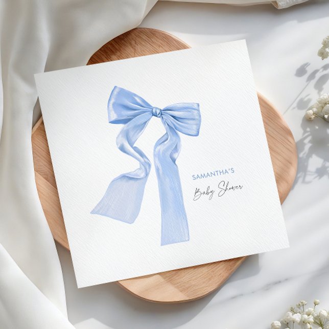 Serviette En Papier Papier élégant Baby shower Bleu Bow (Créateur téléchargé)