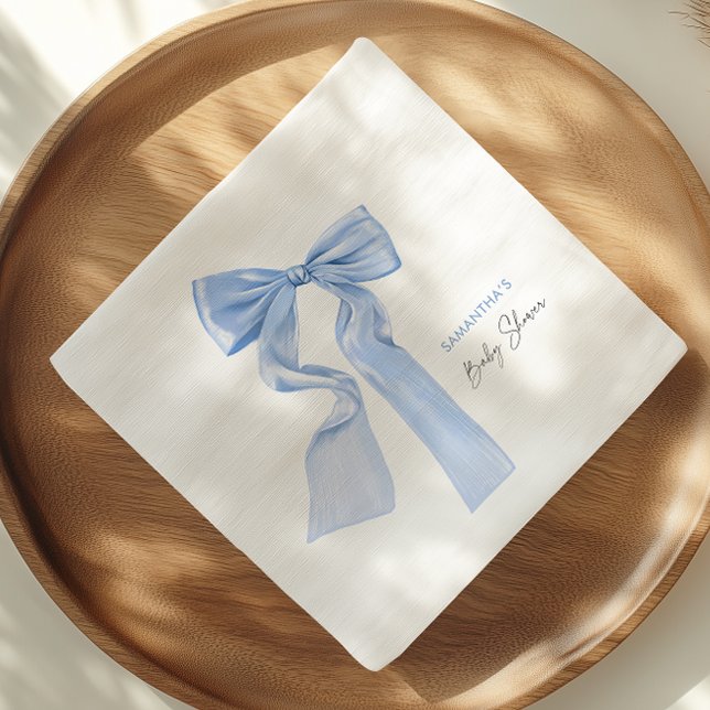 Serviette En Papier Papier élégant Baby shower Bleu Bow (Créateur téléchargé)