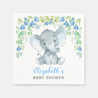 Papier éléphant garçon Napkin Baby shower floral b