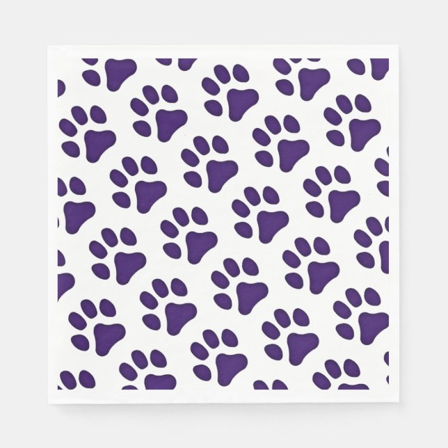 Serviette En Papier Papier Empreintes de pattes violet Napkin (Devant)