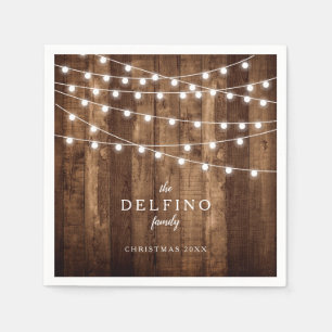 Serviette En Papier Papier en bois rustique de fête de vacances de