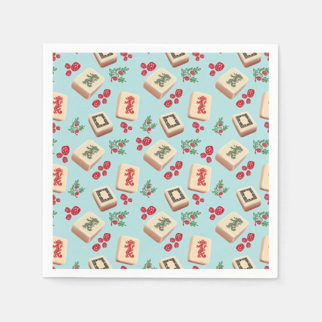 Serviette En Papier Papier en carreaux Mahjong Dragon (Devant)