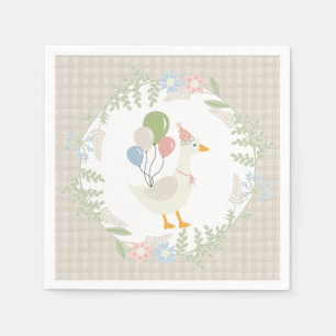 Serviette En Papier Papier En vichy floral beige soie