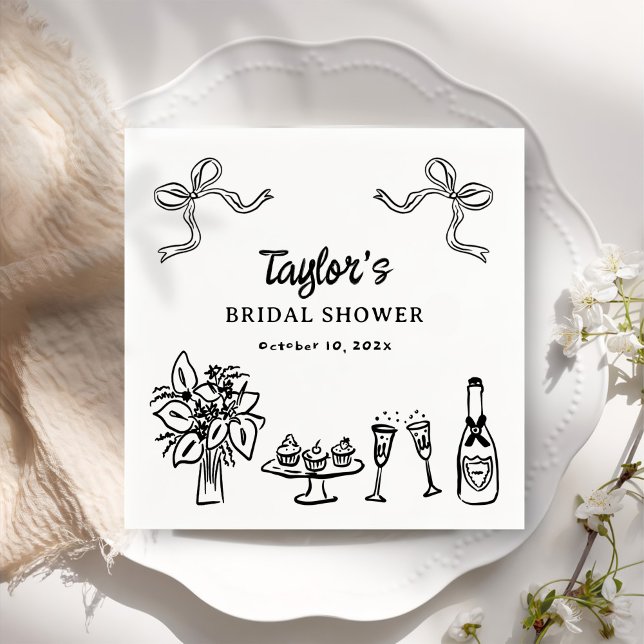 Serviette En Papier Papier fantaisiste pour mariage dessiné à la main  (Créateur téléchargé)