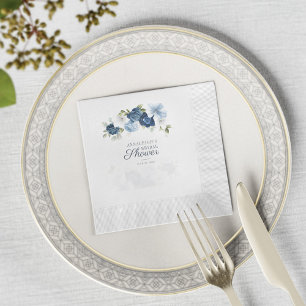 Serviette En Papier Papier Fête de Mariage Floral Bleu Poussiéreux
