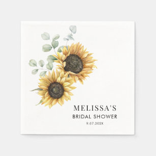 Serviette En Papier Papier Fête de Mariage Tournesol Eucalyptus