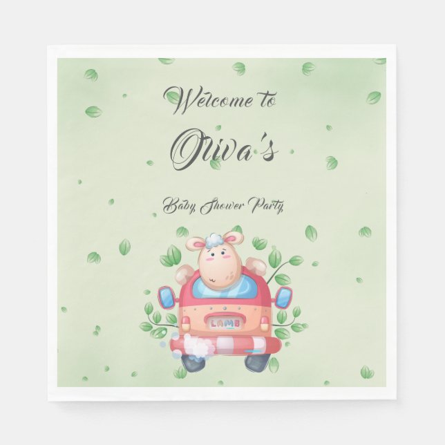 Serviette En Papier Papier Fête de Naissance Agneau Bébé Mignon (Devant)