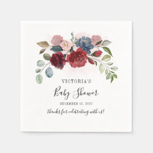 Serviette En Papier Papier Fête de Naissance Floral Rustique de Bourgo