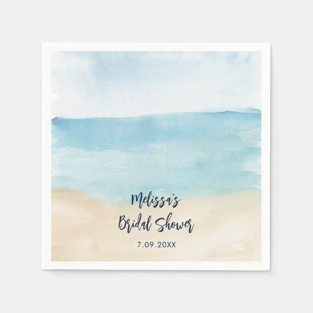 Serviette En Papier Papier Fête des mariées Aquarelle Élégant Script (Devant)
