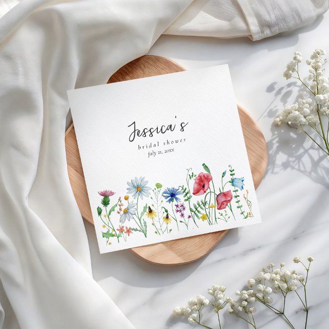 Serviette En Papier Papier Fête des mariées Fleur sauvage Aquarelle Na (Créateur téléchargé)