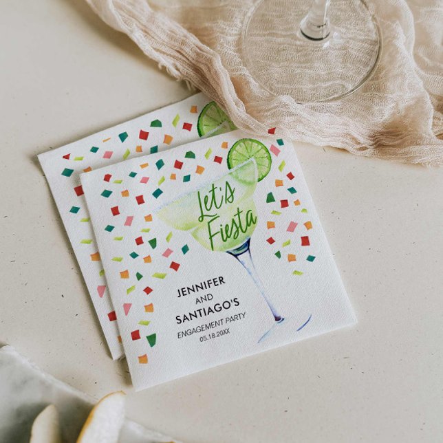 Serviette En Papier Papier Fiesta Engagement Party (Let's Fiesta Mexican themed Engagement Party Napkins)
