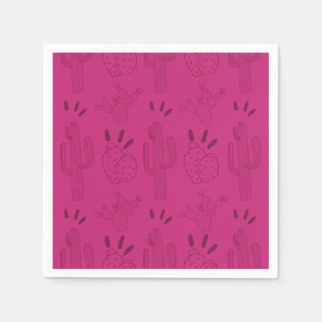 Serviette En Papier Papier Fiesta Napkin Mexicaine Cactus Floral Rose (Devant)