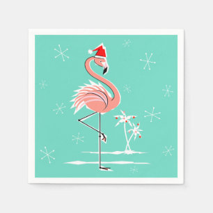 Serviette En Papier Papier Flamant rose de Noël