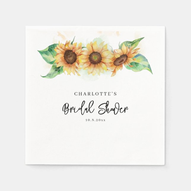 Serviette En Papier Papier Fleur Solaire Tournesol Aquarelle pour Mari (Devant)