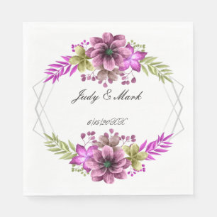 Serviette En Papier Papier Floral Aquarelle Rose Et Vert