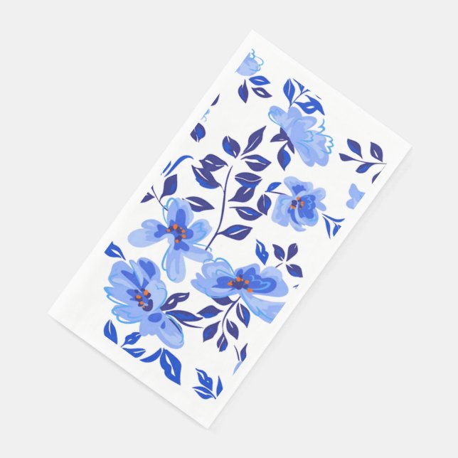 Serviette En Papier papier floral bleu et blanc serviettes (Coin)