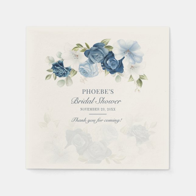 Serviette En Papier Papier floral bleu poussiéreux pour la douche de m (Devant)