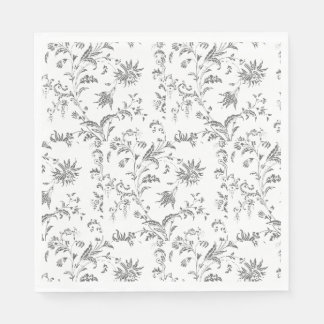 Serviette En Papier Papier floral noir Napkin
