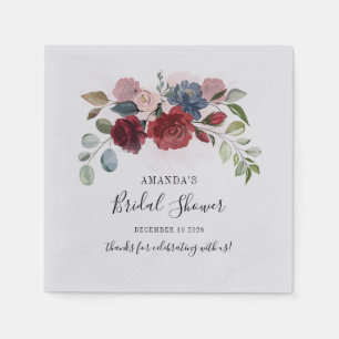Serviette En Papier Papier Floral Personnalisé Burgundy Rustique pour