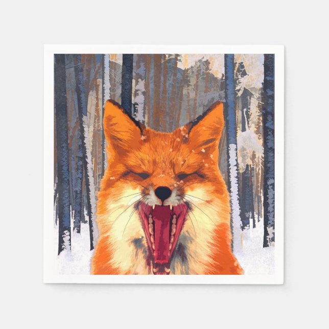 Serviette En Papier Papier forestier renard Napkin (Devant)
