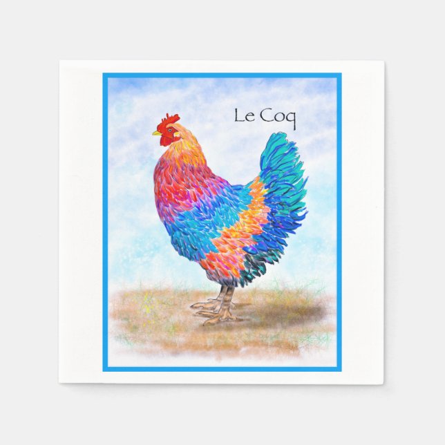 Serviette En Papier Papier Français Rooster Napkin (Devant)