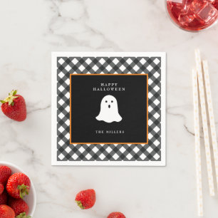 Serviette En Papier Papier gingham fantôme mignon personnalisé pour Ha