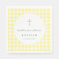 Papier gingham jaune pour baptême de bébé
