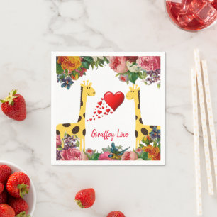 Serviette En Papier Papier, Giraffe Love