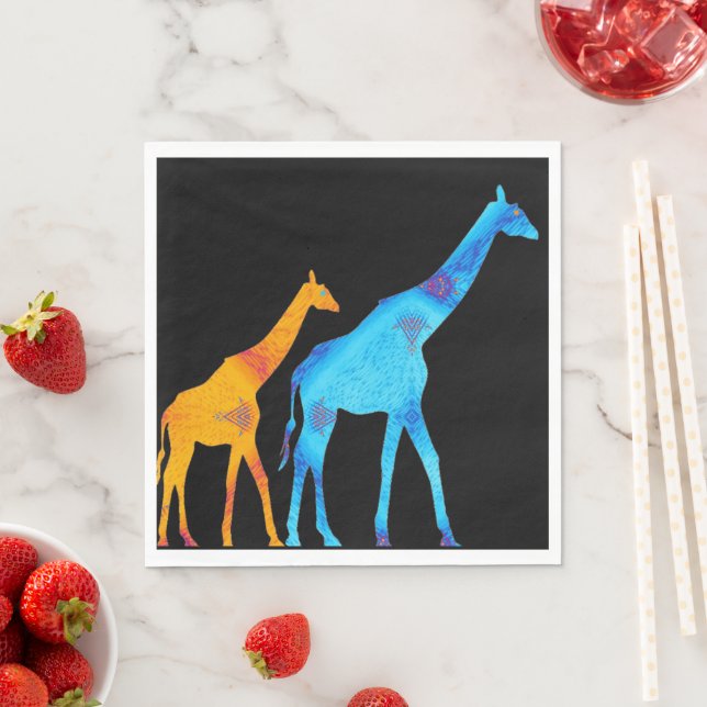 Serviette En Papier Papier Giraffe Napkin (En situation)