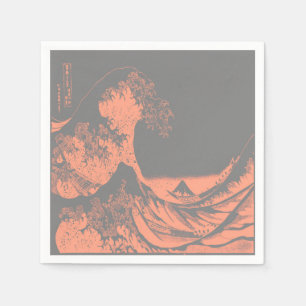 Serviette En Papier Papier Grande Vague Napkins Pêche & Grey