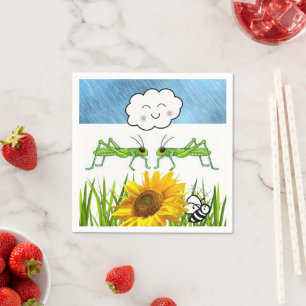 Serviette En Papier Papier, Grasshopper Nuages Abeilles