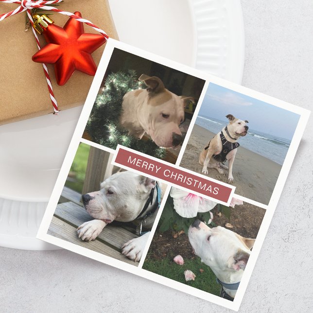 Serviette En Papier Papier Grille 4 Photos Moderne (Modern 4 Photos Grid Paper Napkins)