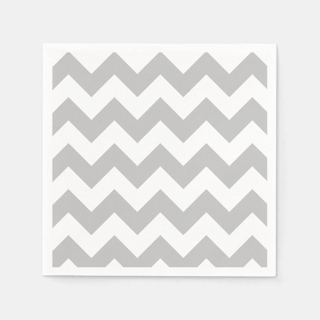 Serviette En Papier Papier gris et blanc Chevron (Devant)