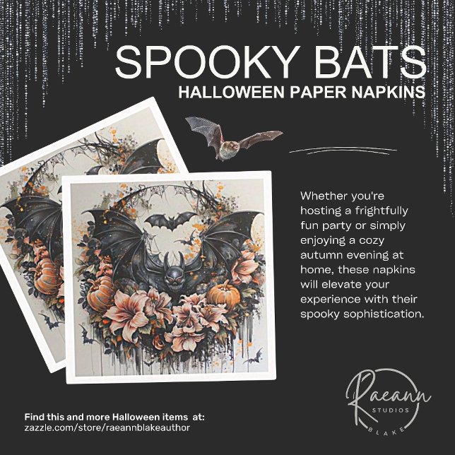 Serviette En Papier Papier Halloween chauves-souris éffrayantes (Créateur téléchargé)