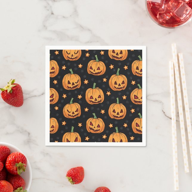 Serviette En Papier Papier Halloween Napkin (En situation)