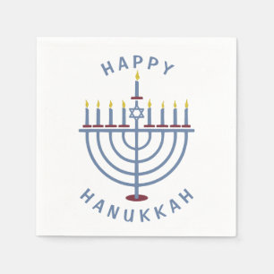 Serviette En Papier Papier heureux de partie de Hanoukka Menorah