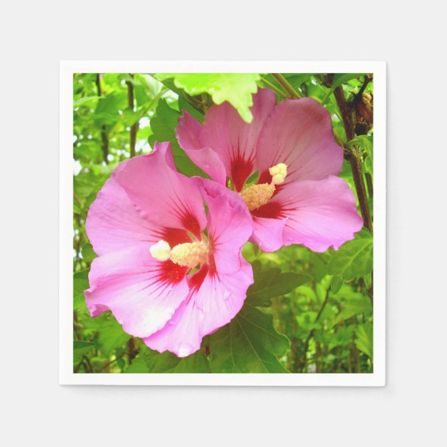 Serviette En Papier Papier Hibiscus rose (Devant)