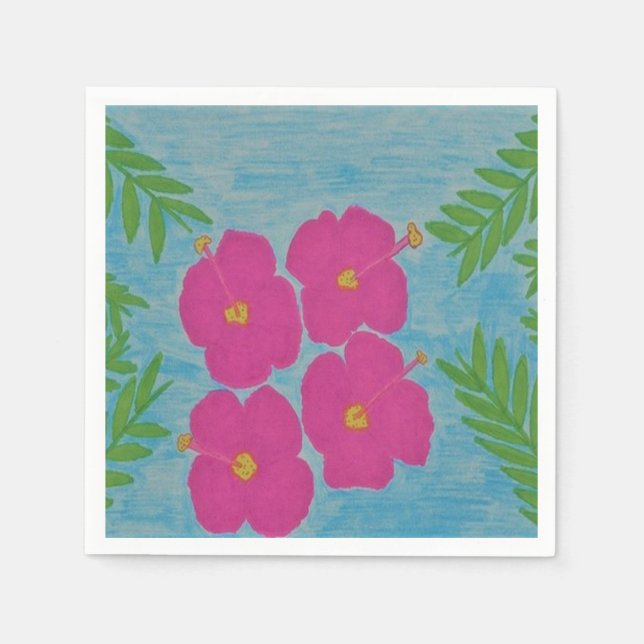Serviette En Papier Papier Hibiscus rose (Devant)