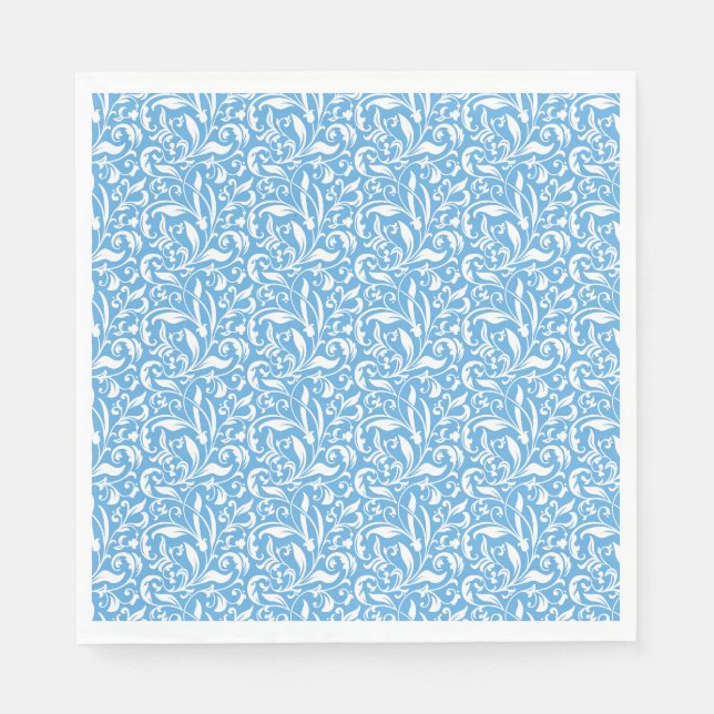 Serviette En Papier Papier imprimé bleu fleuri (Devant)