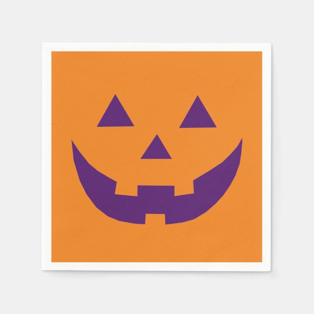 Serviette En Papier Papier Jack-o'-lantern orange violet Halloween (Devant)