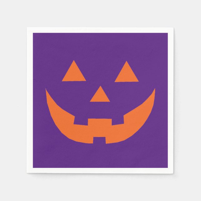 Serviette En Papier Papier Jack-o'-lantern orange violet Halloween (Devant)
