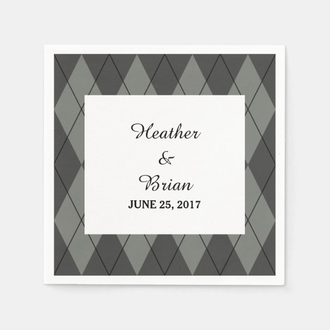 Serviette En Papier Papier Jacquard gris (Devant)