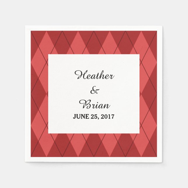 Serviette En Papier Papier Jacquard rouge (Devant)