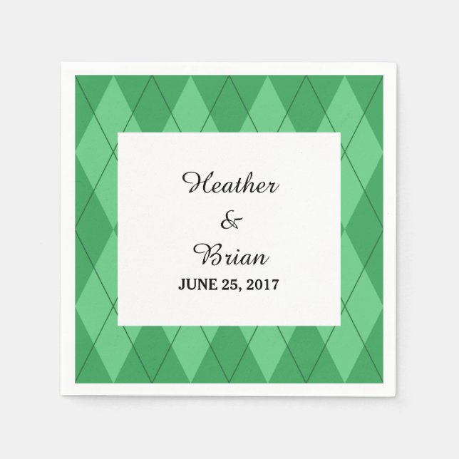 Serviette En Papier Papier Jacquard vert serviettes (Devant)