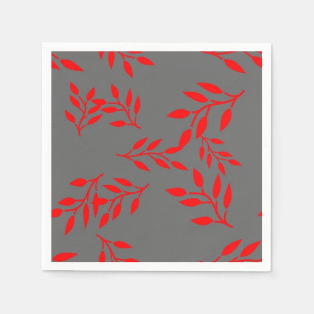 Serviette En Papier Papier Jardin serviettes rouge sur gris (Devant)