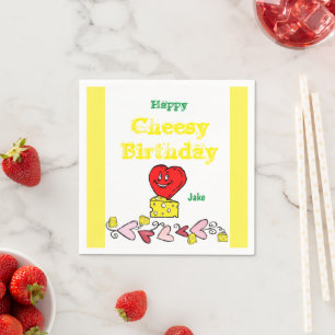 Serviette En Papier Papier, Joyeux Anniversaire Fromage Coeurs