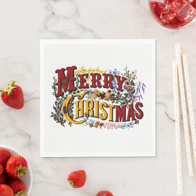 Serviette En Papier Papier Joyeux Noël (En situation)