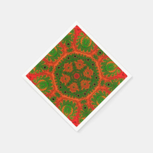 Serviette En Papier Papier Kaleidoscope orange et vert Napkin