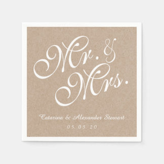 Serviette En Papier Papier Kraft M. et Mme Mariage Papier Napkins