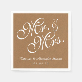 Serviette En Papier Papier Kraft M. et Mme Mariage Papier Napkins
